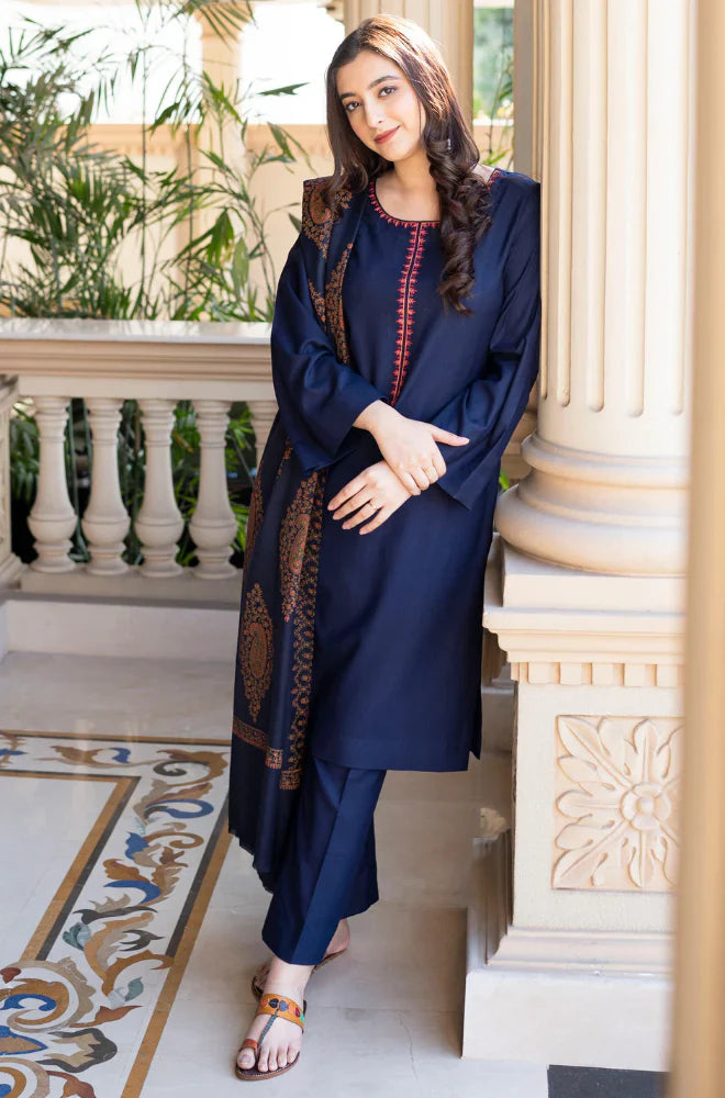 Swagiwear Asling - Winter 3PC Dhanak Embroidered Suit - 