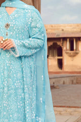 Swagiwear Bareeze 3pc Lawn dress with embroidered chiffon dupatta. 
