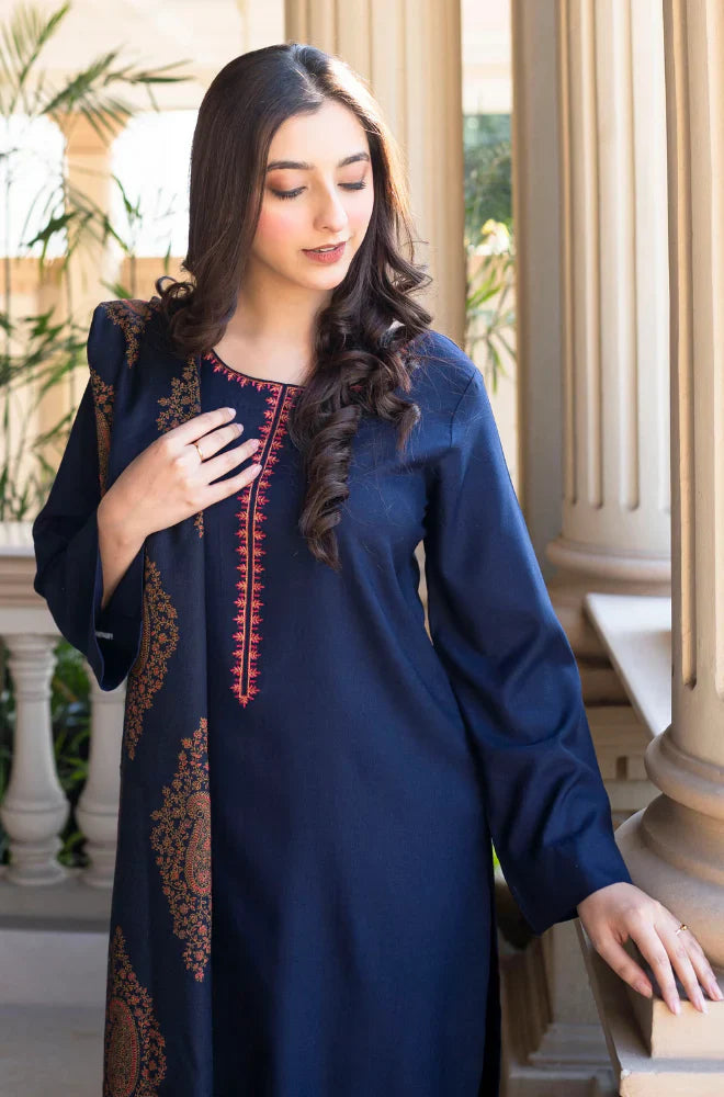 Swagiwear Asling - Winter 3PC Dhanak Embroidered Suit - 