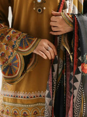 ETHNIC - 03 PCS UNSTITCHED Dhank Embroidered Suit - Sw1538