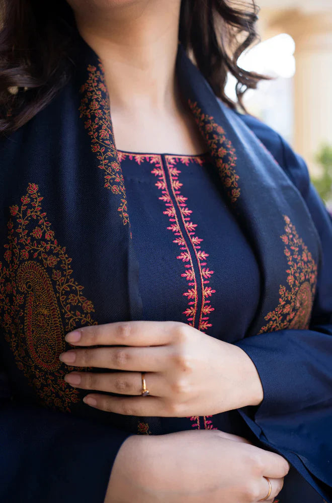 Swagiwear Asling - Winter 3PC Dhanak Embroidered Suit - 