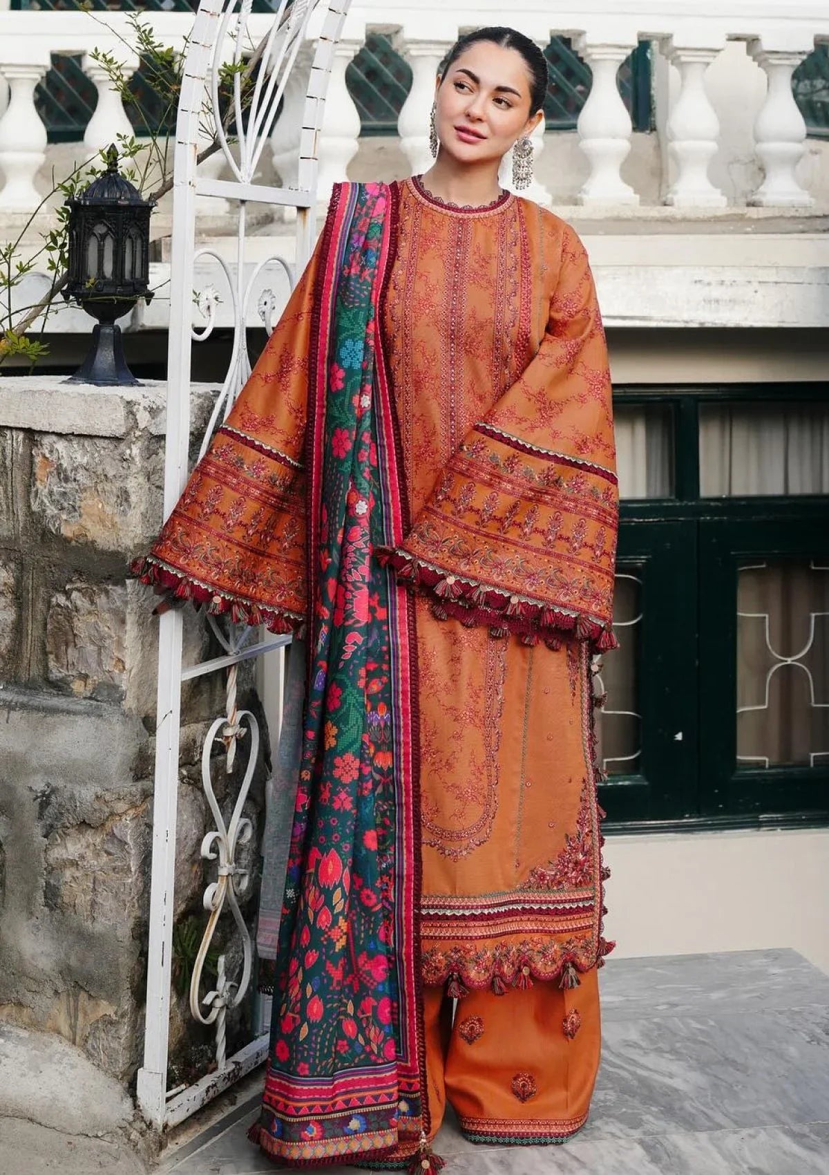 Swagiwear Hussain Rehar - 3PC Dhanak Chickenkari Embroidered Suit - 