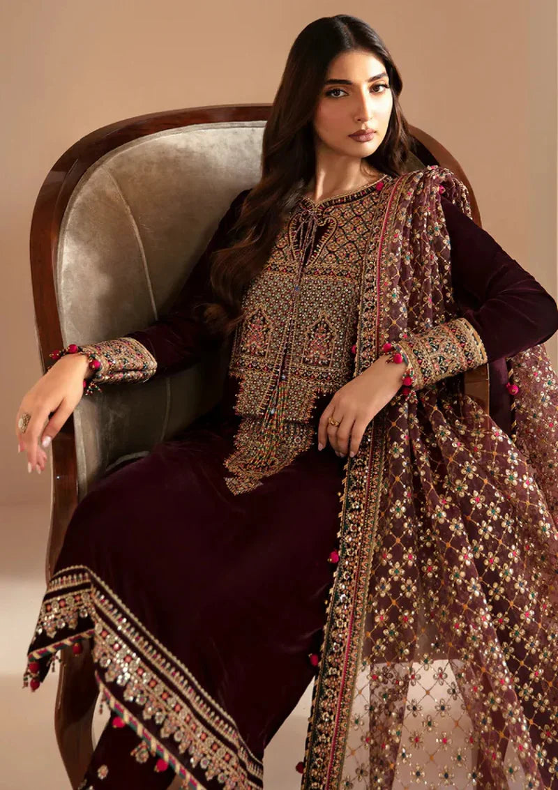 Swagiwear Jazmin - Embroidered Velvet 3-Piece Dress - 
