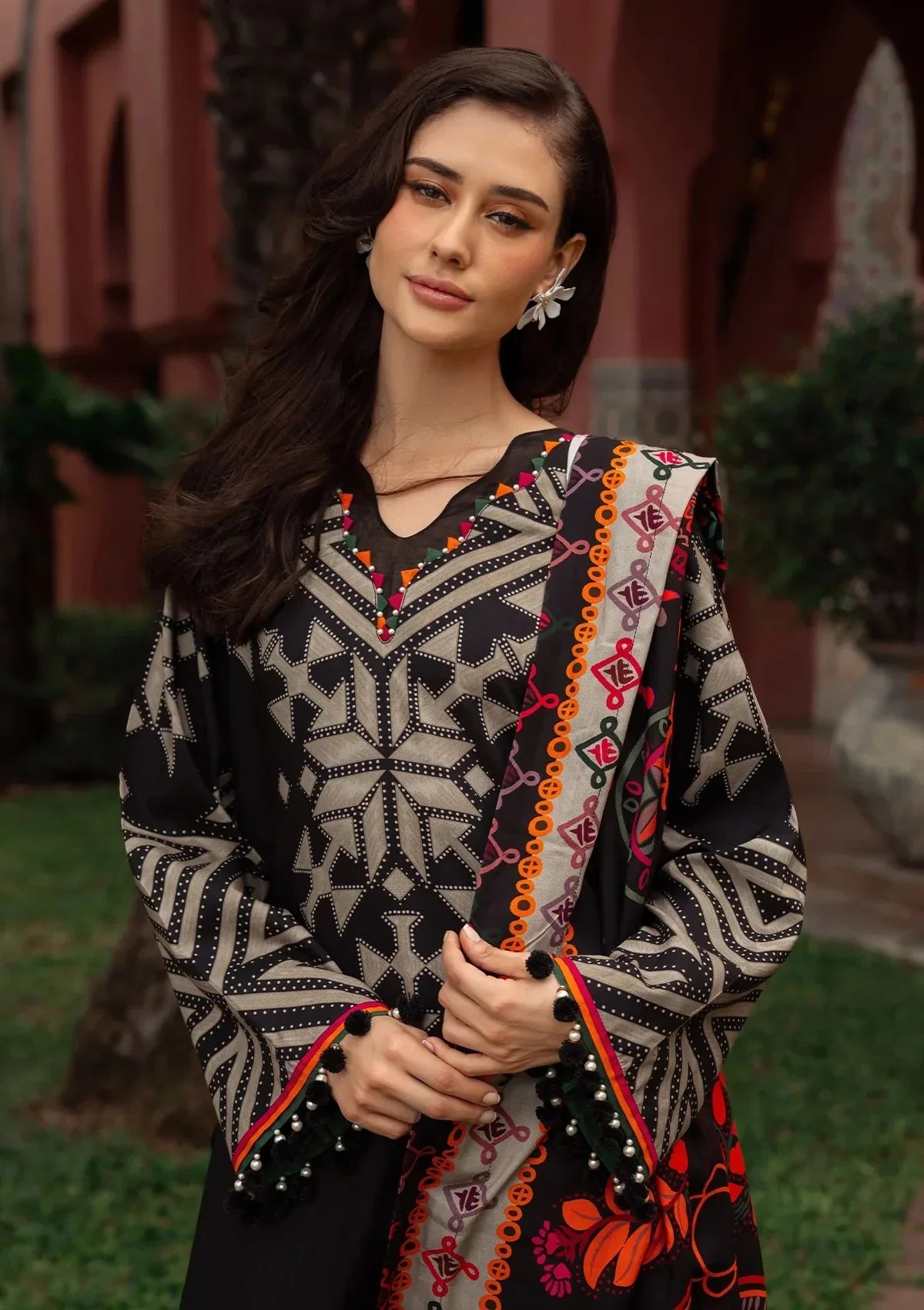 Swagiwear Charizma - Winter 3PC Karandi Digital Print Dress - 