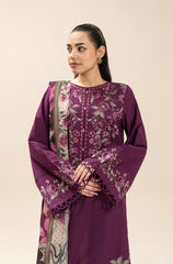 Beechtree - 3PC Dhanak Embroidered Shirt With Chiffon Printed Dupatta and Trouser - Sw1514