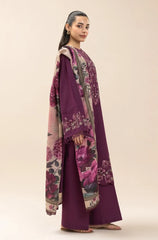 Beechtree - 3PC Dhanak Embroidered Shirt With Chiffon Printed Dupatta and Trouser - Sw1514