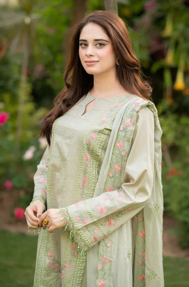 Swagiwear Bareeze 3PC Lawn Embroidered Suit - 