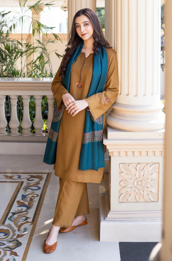 Swagiwear Asling - Winter 3PC Dhanak Embroidered Suit - 