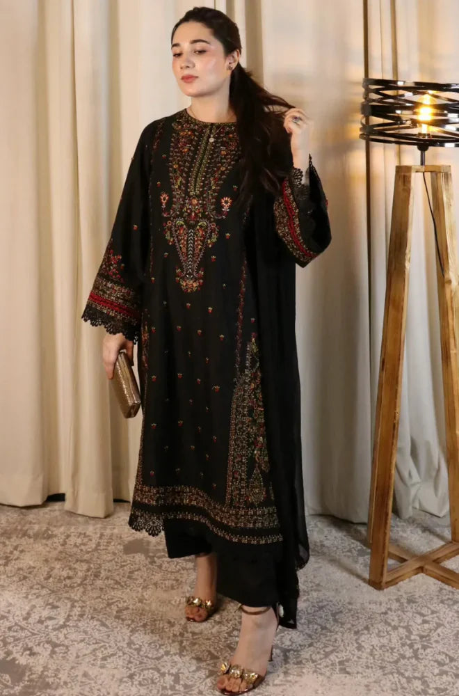 Swagiwear Zara Shahjahan - Winter 3PC Dhanak Embroidered Suit - 