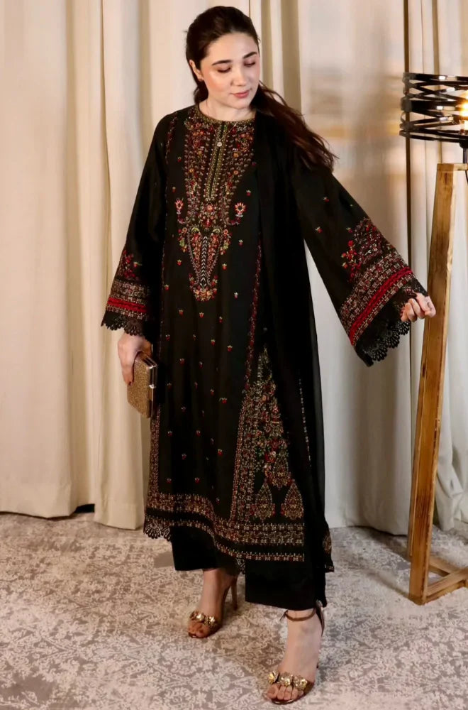 Swagiwear Zara Shahjahan - Winter 3PC Dhanak Embroidered Suit - 