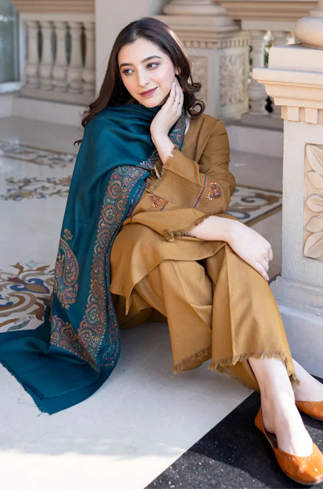 Swagiwear Asling - Winter 3PC Dhanak Embroidered Suit - 