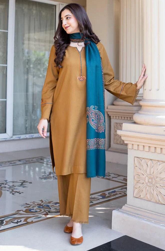 Swagiwear Asling - Winter 3PC Dhanak Embroidered Suit - 