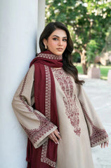 Swagiwear Baroque - 3PC Dhanak Embroidered Suit - 