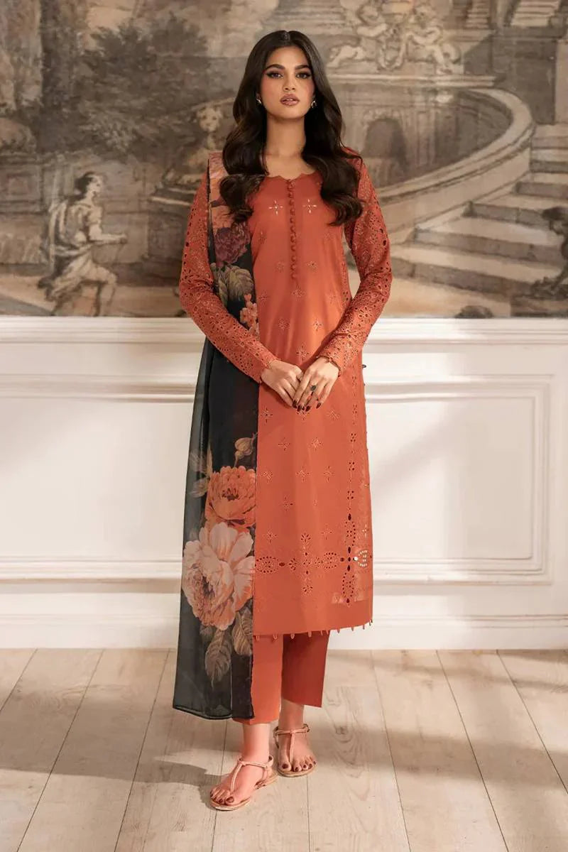 Swagiwear iznik Chilenkari Embroidered Dhanak Three Piece - 