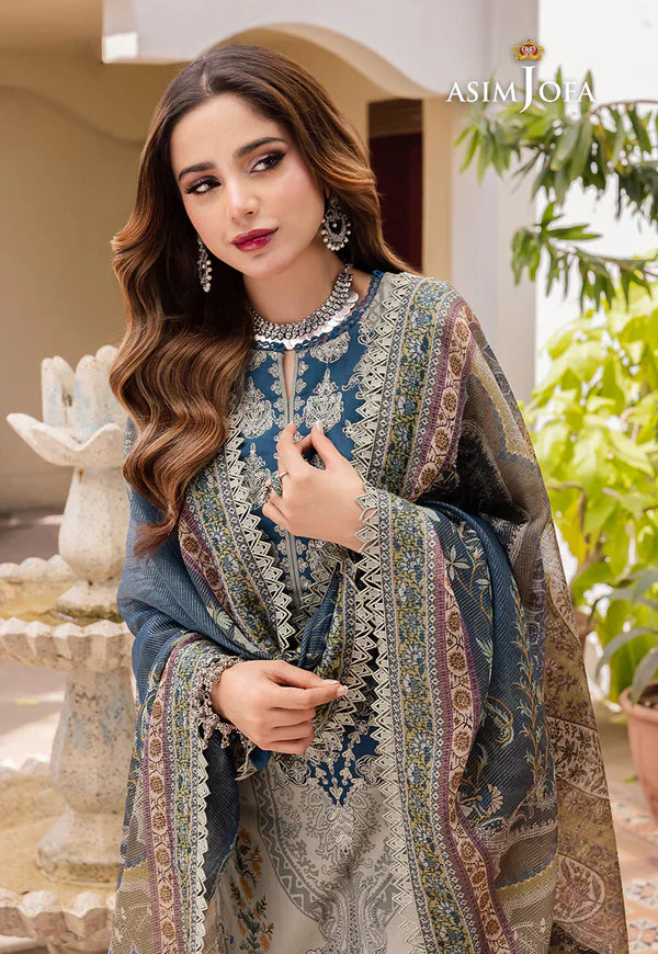 Swagiwear Asim Jofa - Summer 3PC Lawn Digital Print Dress - 