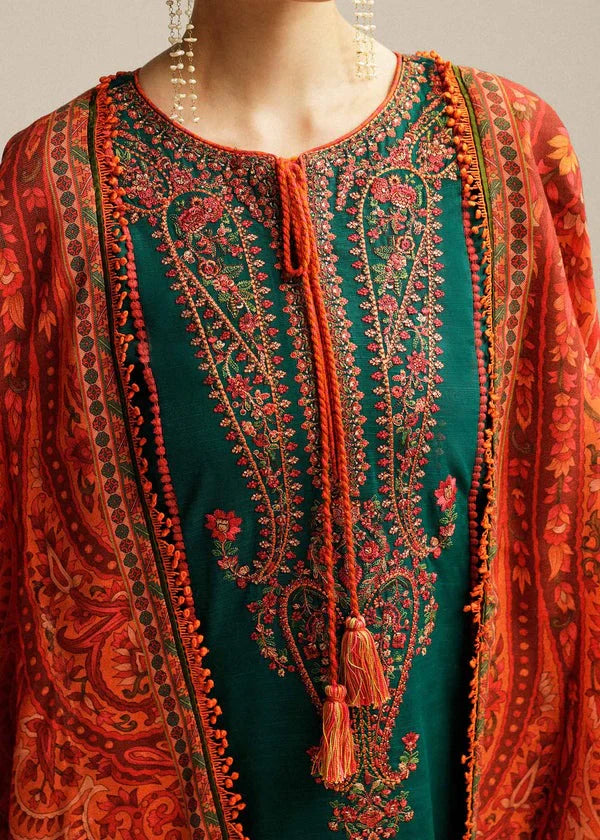 Swagiwear Rehan Rehar 3 Piece Embroidered Dhanak Suit - 