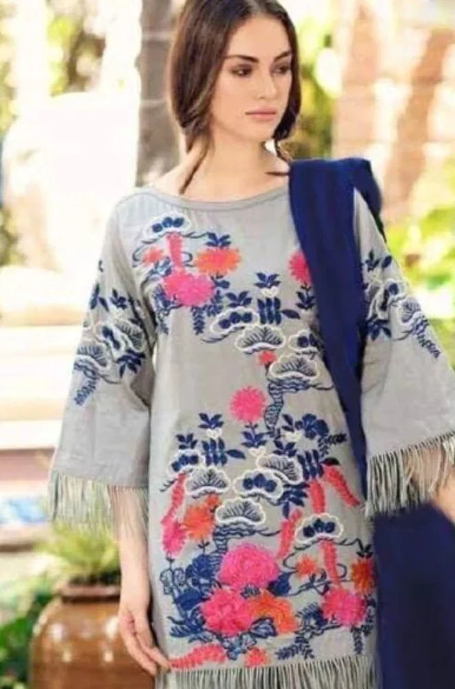 Swagiwear  Charizma - 3pc Embroidered khaddar Shirt With Bumble Wool Shawll