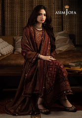 Swagiwear Asim Jofa, unstitched 3 piece Lawn sequence embroidered suit - 