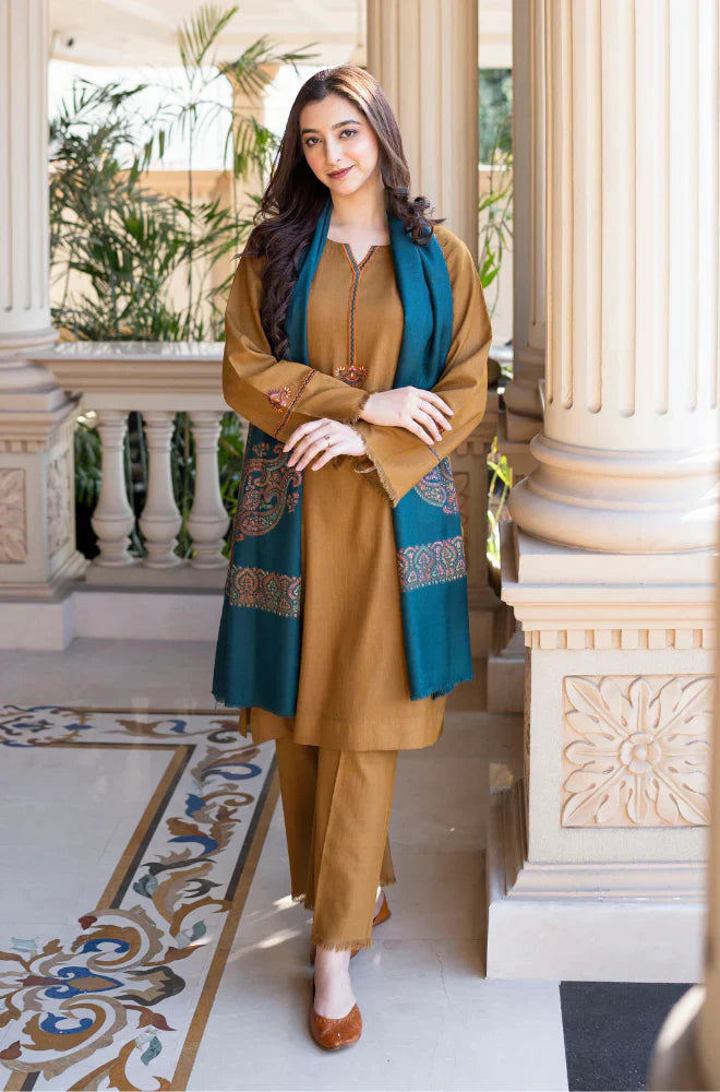 Swagiwear Asling - Winter 3PC Dhanak Embroidered Suit - 