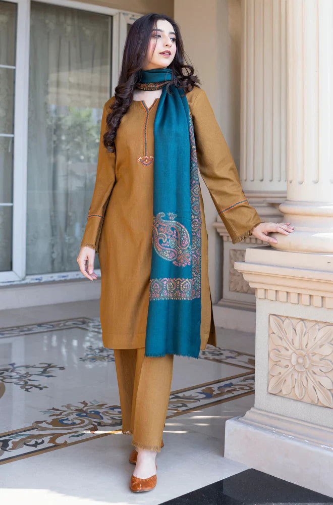 Swagiwear Asling - Winter 3PC Dhanak Embroidered Suit - 