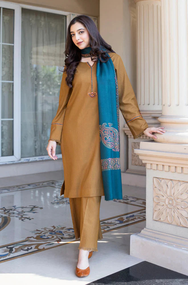 Swagiwear Asling - Winter 3PC Dhanak Embroidered Suit - 