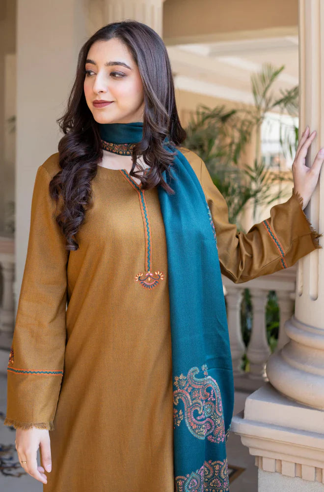 Swagiwear Asling - Winter 3PC Dhanak Embroidered Suit - 