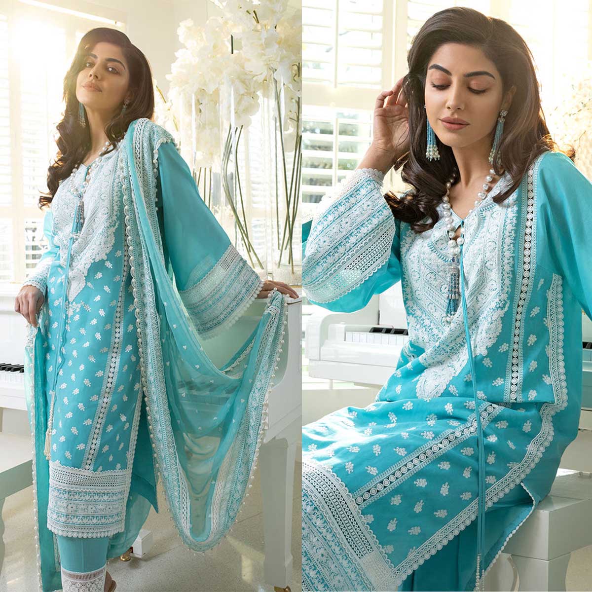 Swagiwear 3.Piece Unstitched Heavy Embroidered Lawn Suit. 