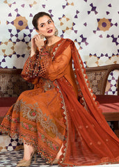 Swagiwear Maria .B 3PC Lawn full embroidered front piece for shirt sleeves embroidered With Bamber chiffon embroidered dupatta. 