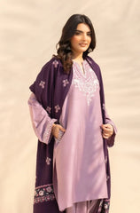 3PC Dhanak Embroidered Shirt With Wool Embroidered Dupatta and Trouser - Sw1512