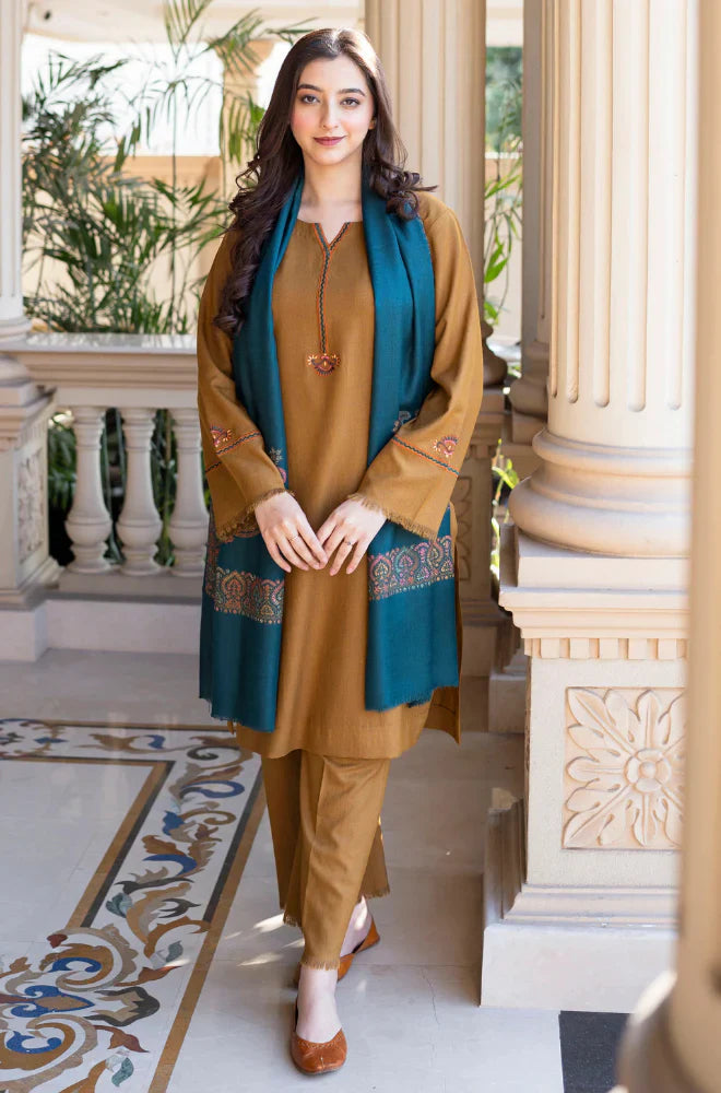 Swagiwear Asling - Winter 3PC Dhanak Embroidered Suit - 