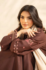 3PC Dhanak Embroidered Shirt With Wool Printed Dupatta and Trouser - Sw1511