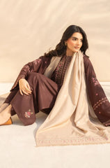3PC Dhanak Embroidered Shirt With Wool Printed Dupatta and Trouser - Sw1511