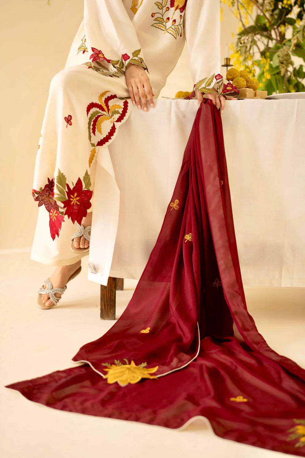 Swagiwear Nisa, unstitched 3 piece embroidered summer suit 