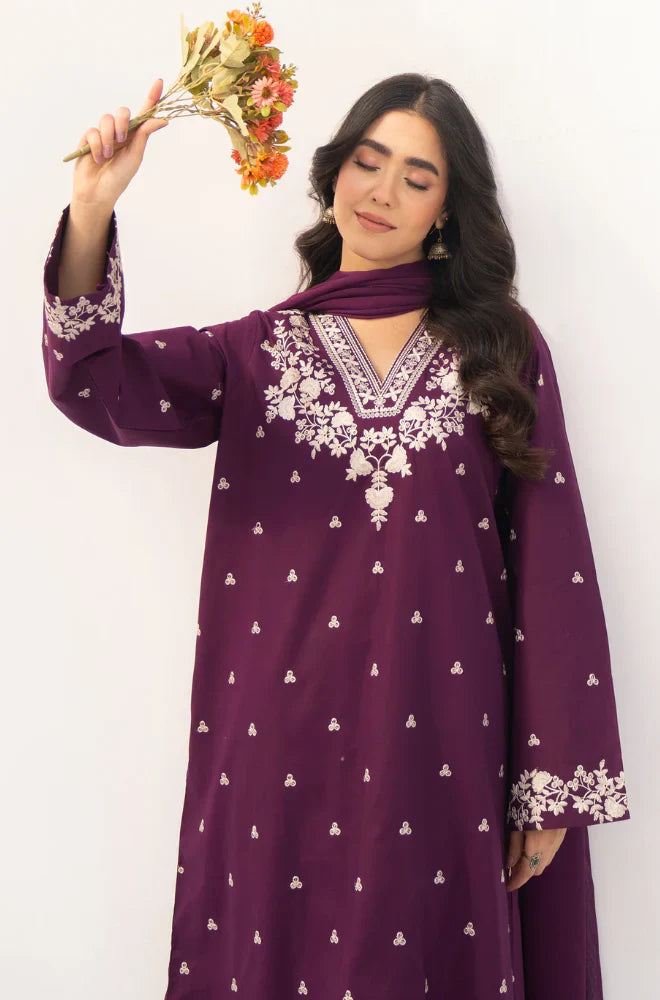 Swagiwear Dyot - 3PC Lawn Embroidered Suit - 