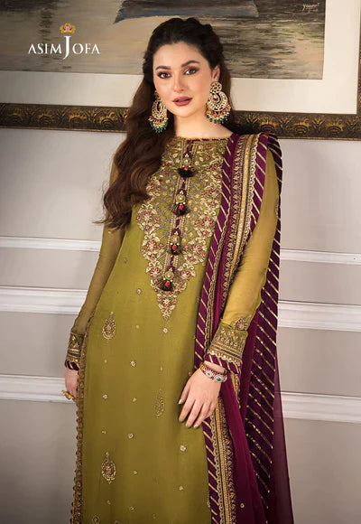 Swagiwear 3PC Lawn Heavy Embroidered Shirt & Chiffon Embroidered Dupatta. 