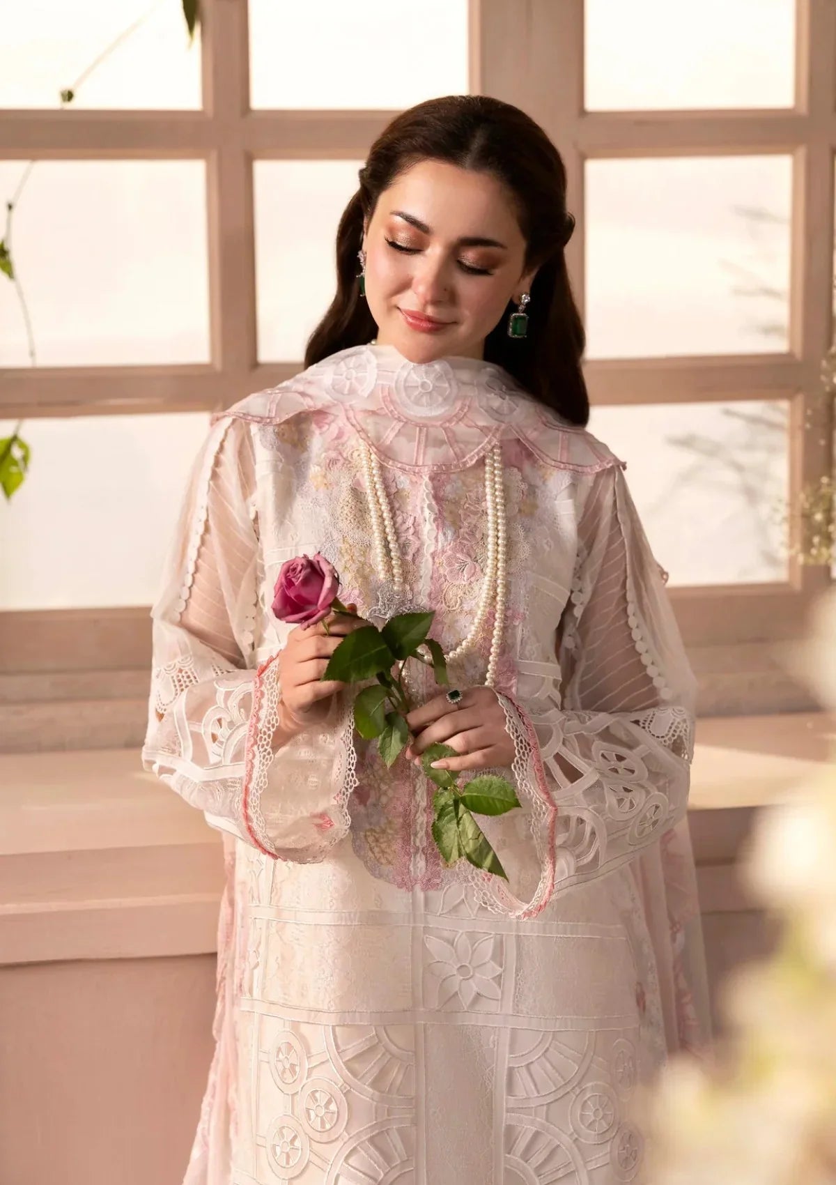 Swagiwear Crimson - 3PC ORGANZA HEAVY CHIKENKARI EMBROIDERED SUIT - 