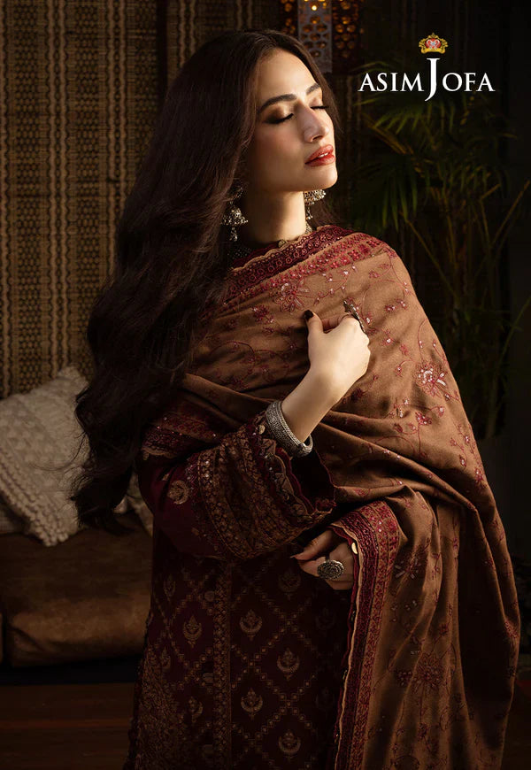 Swagiwear Asim Jofa, unstitched 3 piece Lawn sequence embroidered suit - 