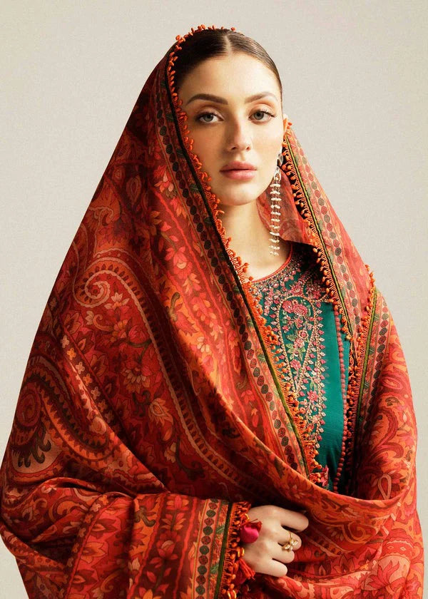 Swagiwear Rehan Rehar 3 Piece Embroidered Dhanak Suit - 
