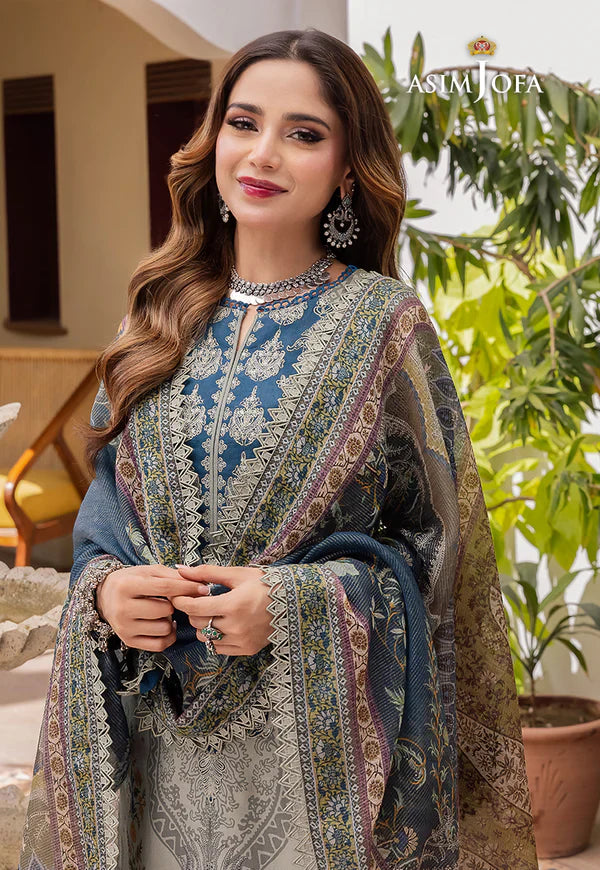 Swagiwear Asim Jofa - Summer 3PC Lawn Digital Print Dress - 