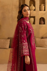 3PC Lawn Embroidered Suit with organza embroidered dupatta - Sw1397
