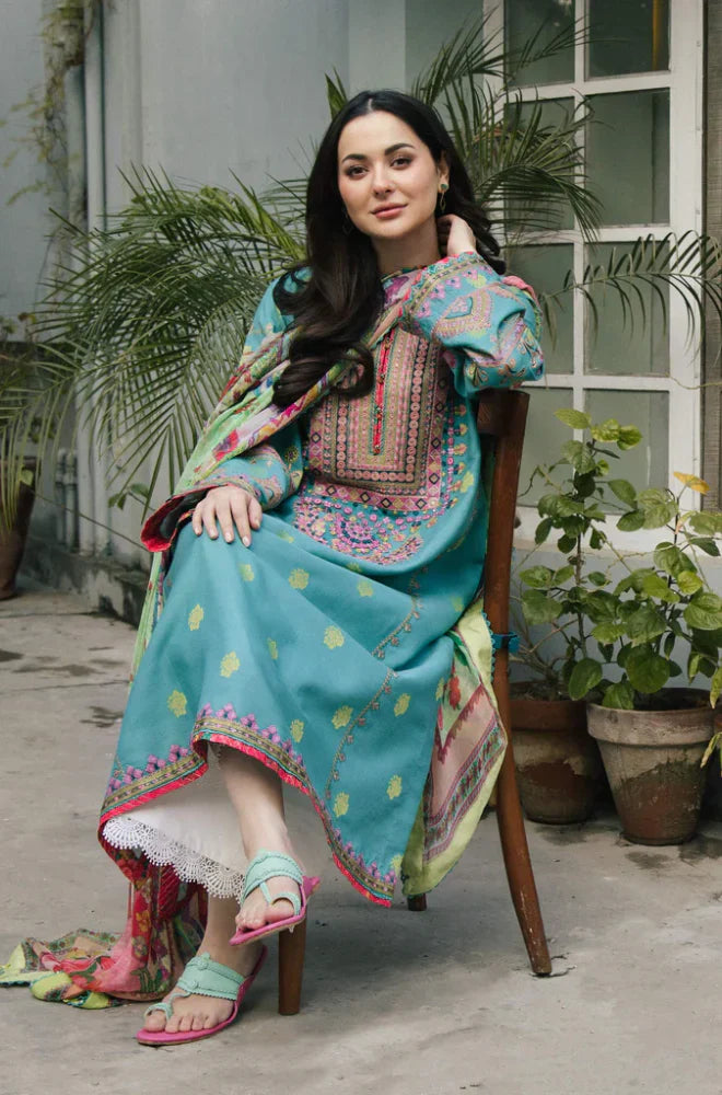 Swagiwear Zara Shahjahan - 3PC Dhanak Embroidered Suit - 