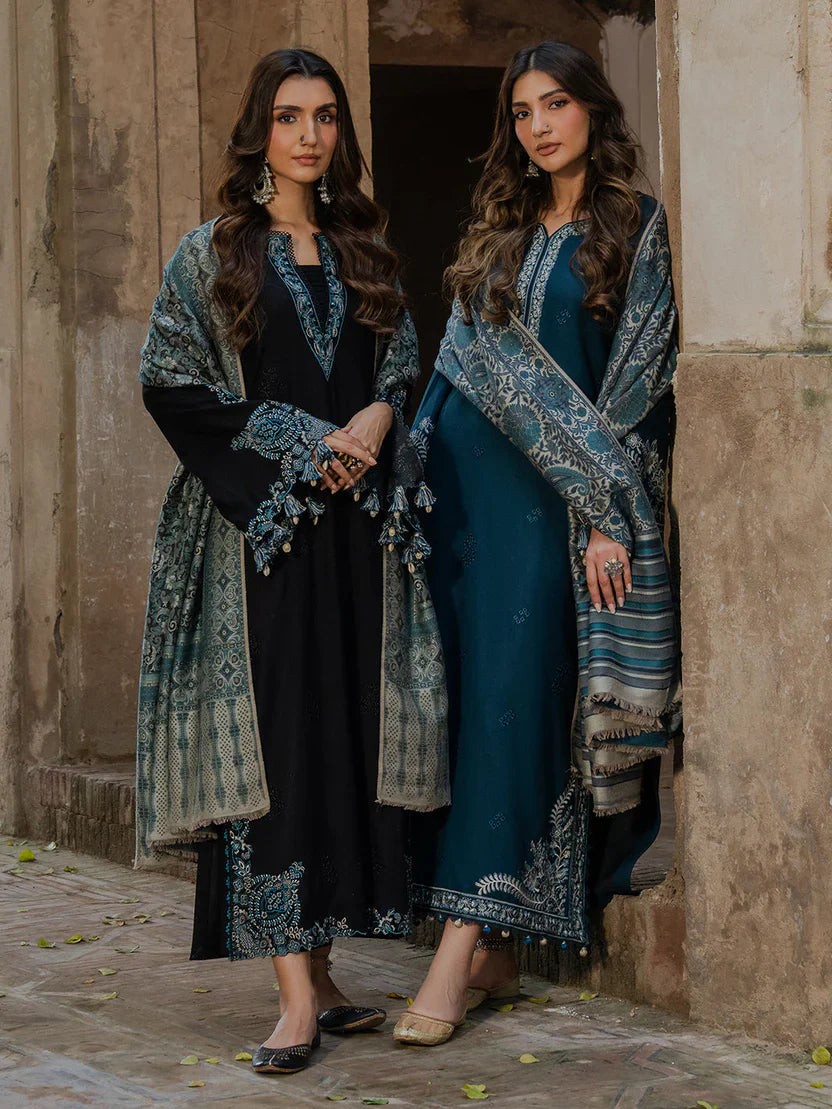 Swagiwear IZEL LUXURY UNSTITCHED WINTER DHANAK EMBROIDERED 3PC - 