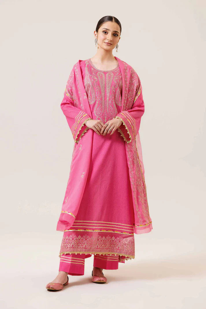 Swagiwear Nishat - 3PC Lawn Heavy Embroidered Shirt - 