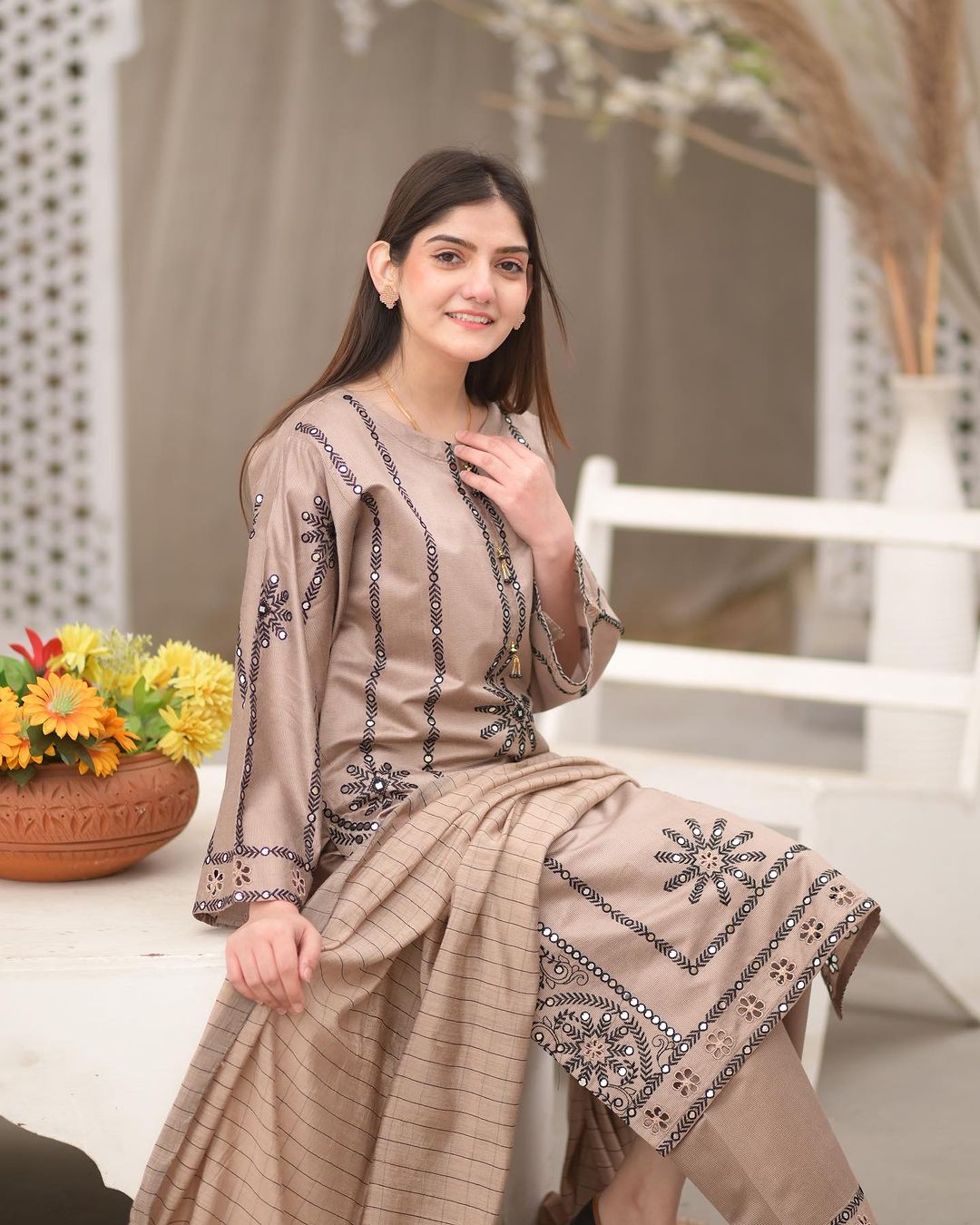 Swagiwear  Dhanak Unstitched 3 Piece Embroidered Dress