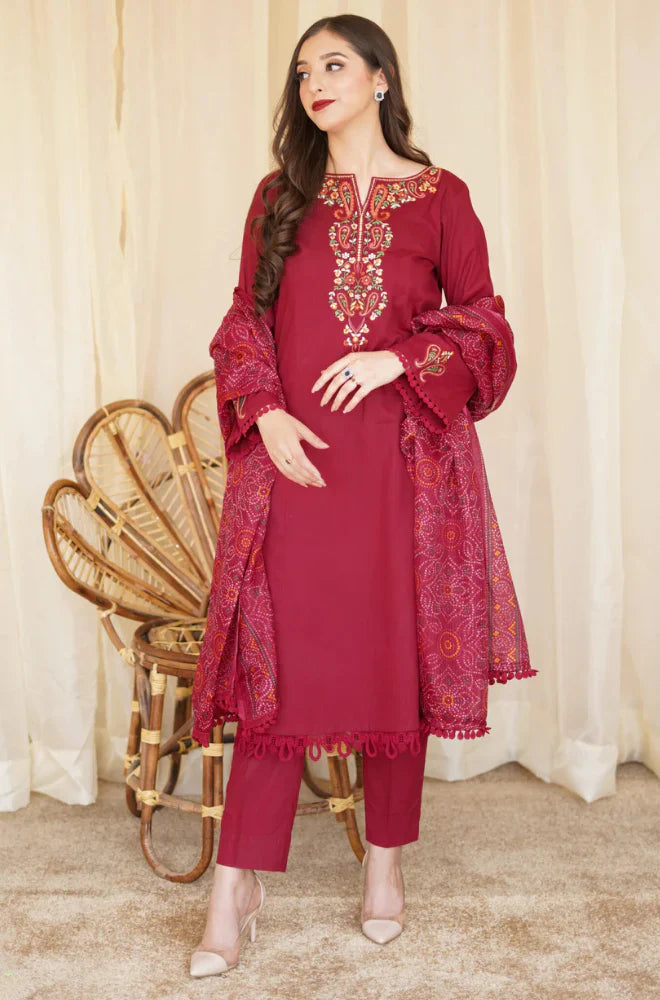 Swagiwear Asling - Winter 3PC Dhanak Embroidered Suit - 