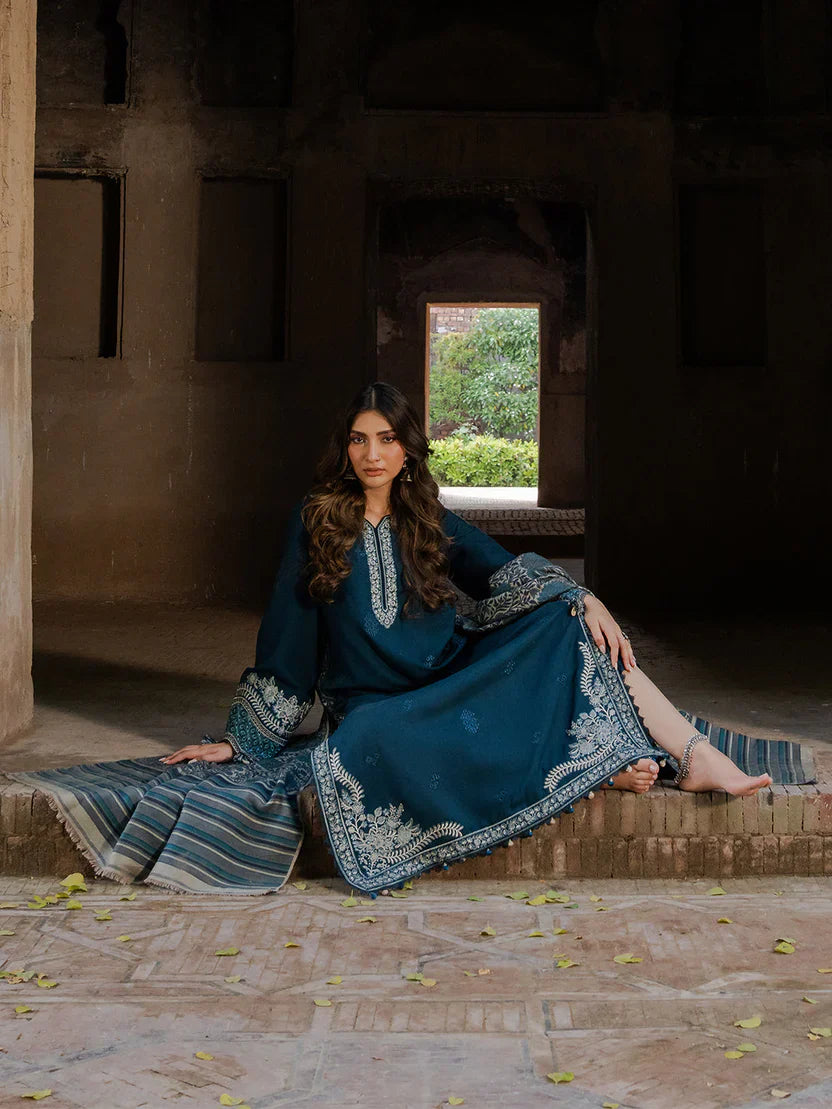 Swagiwear IZEL LUXURY UNSTITCHED WINTER DHANAK EMBROIDERED 3PC - 