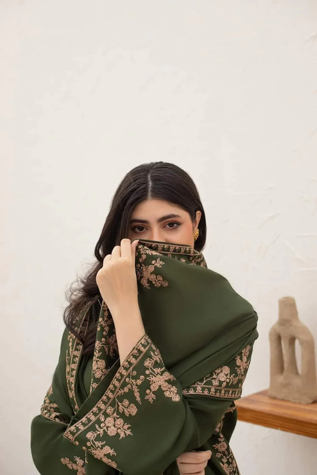 Swagiwear Agha Noor - Winter 3PC Dhanak Embroidered Suit - 