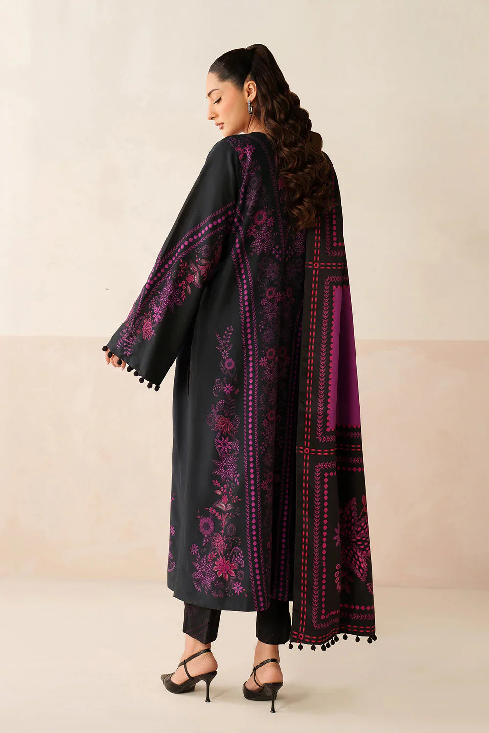 Swagiwear Asim Jofa - Winter 3PC Karandi Digital Print Dress - 