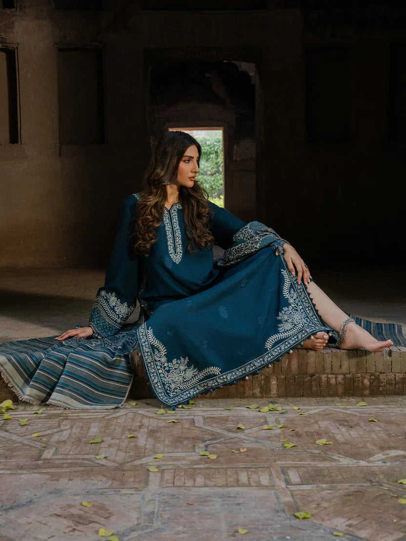 Swagiwear IZEL LUXURY UNSTITCHED WINTER DHANAK EMBROIDERED 3PC - 