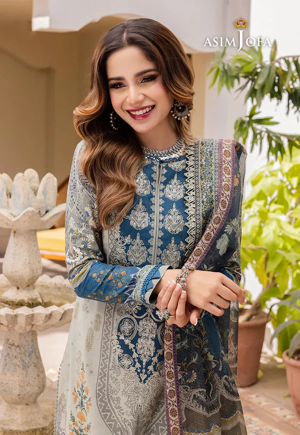 Swagiwear Asim Jofa - Summer 3PC Lawn Digital Print Dress - 